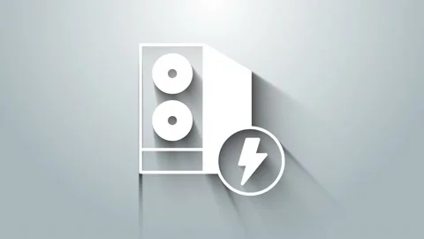 White Case of computer icon isolated on grey background. Computer server Stock Footage 156389037