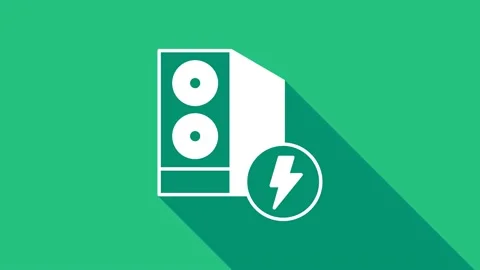 White Case of computer icon isolated on green background. Computer server Stock Footage 156389043