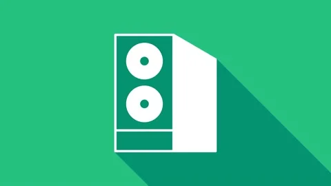 White Case of computer icon isolated on green background. Computer server Stock Footage 156390661