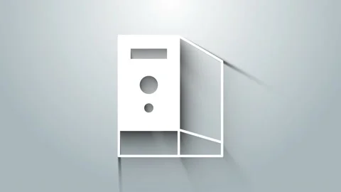 White Case of computer icon isolated on grey background. Computer server Stock Footage 156390939