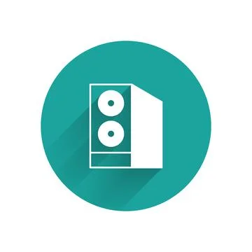 White Case of computer icon isolated with long shadow background. Computer Stock Illustration