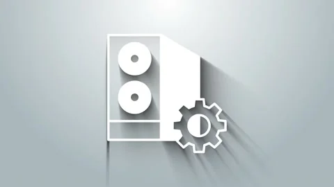 White Case of computer setting icon isolated on grey background. Computer server Stock Footage 156389427