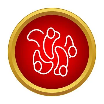 White cashew nuts icon on a red button Stock Illustration