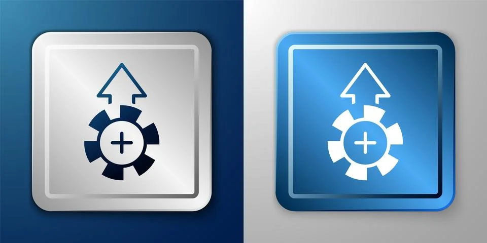 White Casino chips icon isolated on blue and grey background. Casino gambli.. Stock Illustration