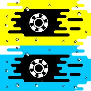White Casino chips icon isolated on black background. Casino gambling.  Vecto Stock Illustration