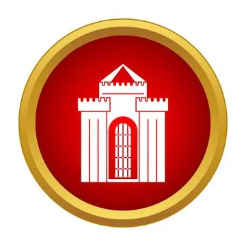 White castle icon on red button design Ilustración de archivo