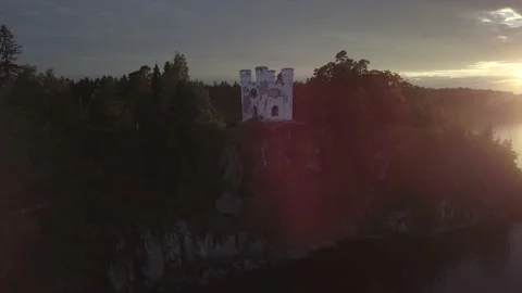 White castle on the island. Stock Footage 149107979