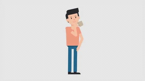 White Casual Man Drinking Coffee Stock Footage 205076814