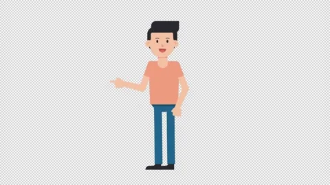 White Casual Man Pointing Left Stock Footage 205076963