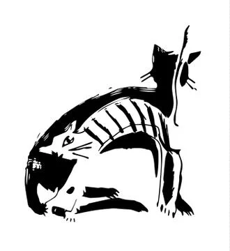 White-cat,-black-cat Stock Illustration