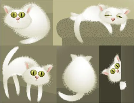 White cat character Stock Illustration
