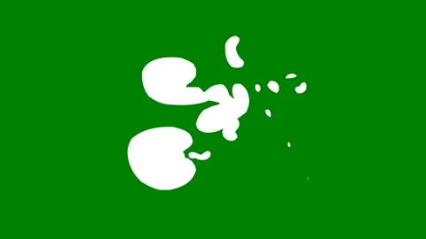 White cat green background circles outline butterfly screen silhouette teddy Stock Footage 314063900
