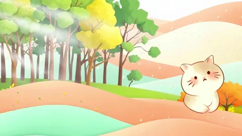 White cat on hill background Stock Footage 301944645