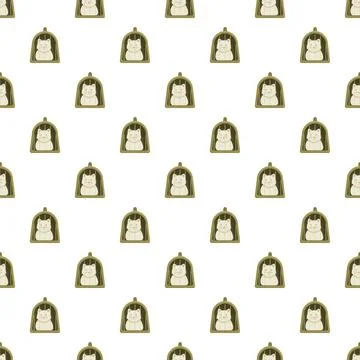 White cat illustration inside pet carrier pattern Stock Illustration