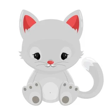 White cat isolated on white background Illustration