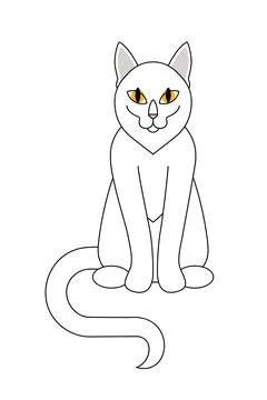 White cat isolated on white background Sitting cat Stock Illustration