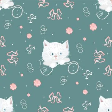 White cat pattern Illustrazione stock