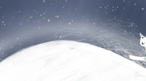 White Cat Runs on Winter Earth. HD, loopable. Video stock 36727573