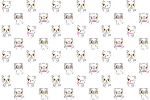 White cat seamless background Stock Illustration