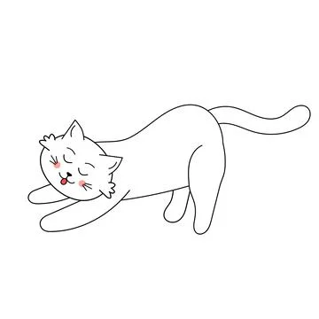 White cat stretched out its paws Stock Illustration