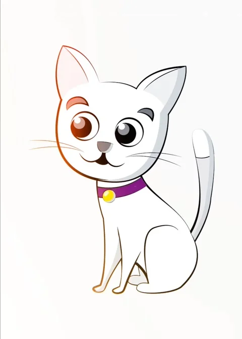 White Cat Vector Animation Stock Footage 259500951