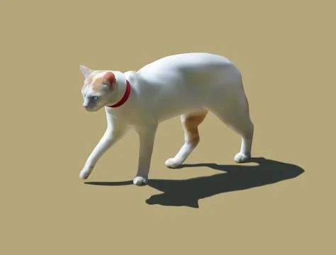 White cat walking Stock Illustration