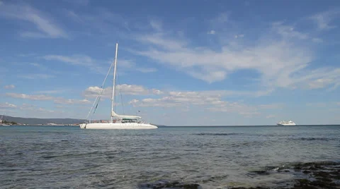 White catamaran 스톡 동영상 38209277