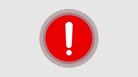 White Caution Exclamation Mark Warning Alert signal  on red circle animation. Video stock 303604781