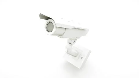 White CCTV Camera or Security Camera. 3D illustration Stock Photos