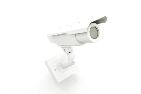 White CCTV Camera or Security Camera. 3D illustration Stock Photos