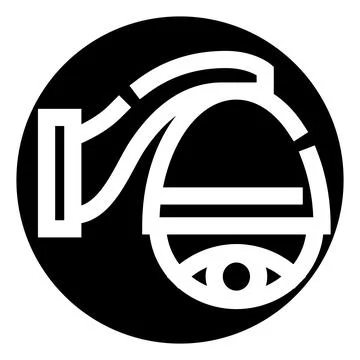 White cctv dome camera with eye icon in black circle Stock Illustration