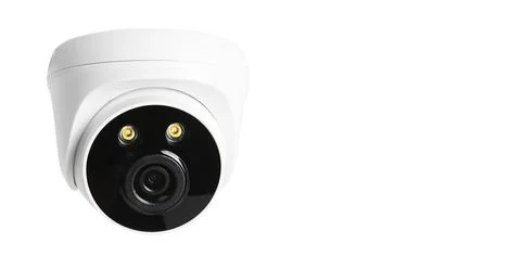 White CCTV normal position with copy space on isolated background Stock Photos