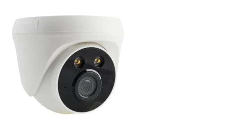 White CCTV perspective to the left side with copy space on isolated background Stock Photos