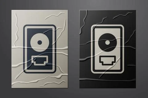 White CD disk award in frame icon isolated on crumpled paper background. Mode Stock Illustration