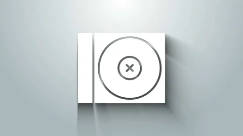 White CD or DVD disk icon isolated on grey background. Compact disc sign. 4K Stock Footage 145734552