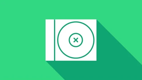 White CD or DVD disk icon isolated on green background. Compact disc sign. 4K Stock Footage 146953839
