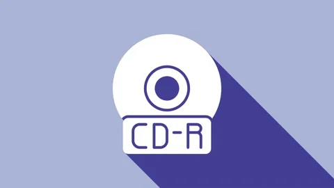 White CD or DVD disk icon isolated on purple background. Compact disc sign. 4K Stock Footage 148297166