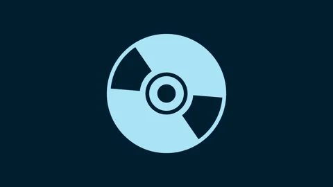 White CD or DVD disk icon isolated on blue background. Compact disc sign. 4K Stock-Footage 230004219