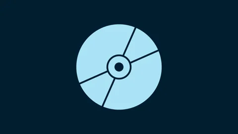 White CD or DVD disk icon isolated on blue background. Compact disc sign. 4K Stock-Footage 230061198