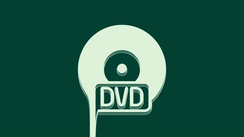 White CD or DVD disk icon isolated on green background. Compact disc sign. 4K Stock-Footage 235990903