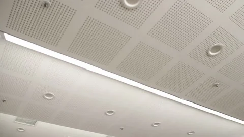 White ceiling of the conference hall is close-up. Stock Footage 172347619