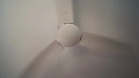 White ceiling fan Close-Up View in room Stock Footage 134285032