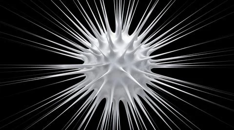 White cell. Black background. Virus concept. Abstract illustration, 3d render Stock Illustration