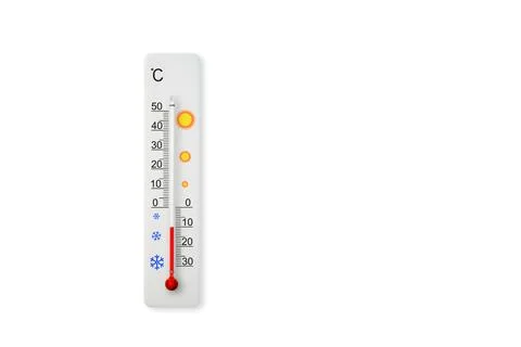 White celsius scale thermometer isolated on white background. 写真素材