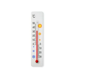 White celsius scale thermometer isolated on white background Stock Photos