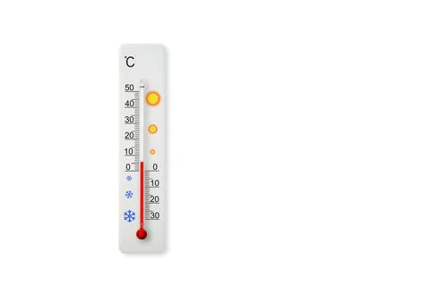 White celsius scale thermometer isolated on white background. 写真素材