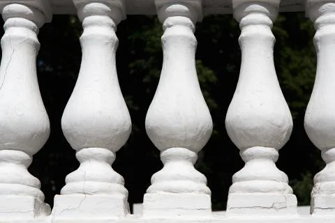 White cement balusters elements closeup 스톡 사진