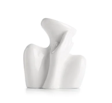White ceramic abstract human form sculpture with hand detail, modern minimali Stock Photos