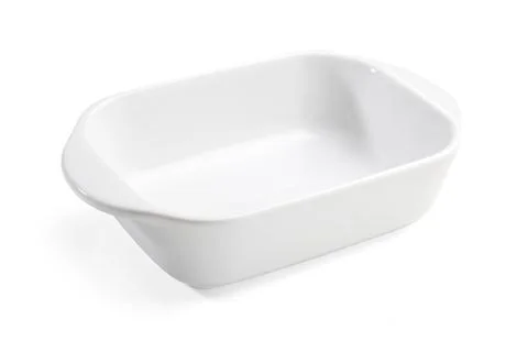 White ceramic baking dish on a white background Stock Photos