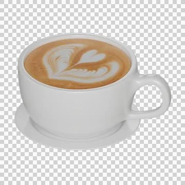 A white ceramic coffee cup filled with creamy latte Stock Illustration